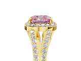 Yellow gold Fancy Pink Cushion  Halo Split Shank Pave Diamond Ring with Four-Prong Setting_53