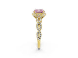Yellow gold Fancy Pink Cushion  Halo Twist Band Solitaire Ring with Six-Prong Setting_39