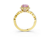 Yellow gold Fancy Pink Cushion  Halo Twist Band Solitaire Ring with Six-Prong Setting_40