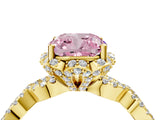 Yellow gold Fancy Pink Cushion  Halo Twist Band Solitaire Ring with Six-Prong Setting_41