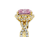Yellow gold Fancy Pink Cushion  Halo Twist Band Solitaire Ring with Six-Prong Setting_42