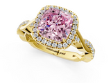 Yellow gold Fancy Pink Cushion  Halo Twist Band Solitaire Ring_21