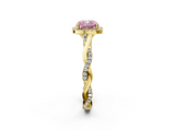 Yellow gold Fancy Pink Cushion  Halo Twist Band Solitaire Ring_22