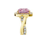 Yellow gold Fancy Pink Cushion  Halo Twist Band Solitaire Ring_25