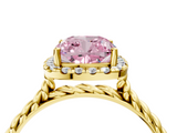 Yellow gold Fancy Pink Cushion  Halo Twisted Band Four-Prong Diamond Ring_24
