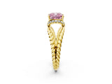 Yellow gold Fancy Pink Cushion  Halo Twisted Band Four-Prong Ring_39