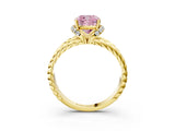 Yellow gold Fancy Pink Cushion  Halo Twisted Band Four-Prong Ring_40