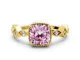 Yellow gold Fancy Pink Cushion  Milgrain Marquise Diamond Twist Band Ring_67