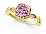 Yellow gold Fancy Pink Cushion  Milgrain Marquise Diamond Twist Band Ring_68