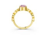 Yellow gold Fancy Pink Cushion  Milgrain Marquise Diamond Twist Band Ring_70