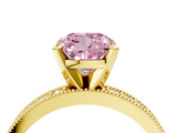 Yellow gold Fancy Pink Cushion  Milgrain Pave Diamond Engagement Ring with Four-Prong Setting_137
