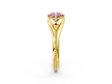 Yellow gold Fancy Pink Cushion  Solitaire Beaded Band Six-Prong Setting_2