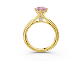 Yellow gold Fancy Pink Cushion  Solitaire Beaded Band Six-Prong Setting_3