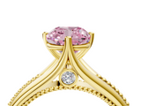 Yellow gold Fancy Pink Cushion  Solitaire Beaded Band Six-Prong Setting_4