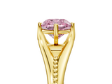 Yellow gold Fancy Pink Cushion  Solitaire Beaded Band Six-Prong Setting_5