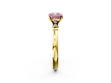 Yellow gold Fancy Pink Cushion  Solitaire Beaded Band with Four-Prong Setting_57
