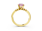 Yellow gold Fancy Pink Cushion  Solitaire Beaded Band with Four-Prong Setting_58