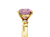 Yellow gold Fancy Pink Cushion  Solitaire Beaded Band with Four-Prong Setting_60