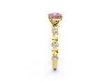 Yellow gold Fancy Pink Cushion  Solitaire Bezel-Set Diamond Ring with Beaded Band and Four-Prong Setting_34