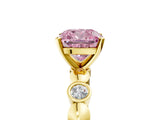 Yellow gold Fancy Pink Cushion  Solitaire Bezel-Set Diamond Ring with Beaded Band and Four-Prong Setting_37