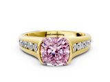 Yellow gold Fancy Pink Cushion  Solitaire Bezel-Set Diamond Ring with Channel-Set Band_37