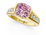 Yellow gold Fancy Pink Cushion  Solitaire Bezel-Set Diamond Ring with Channel-Set Band_38