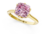 Yellow gold Fancy Pink Cushion  Solitaire Cathedral Diamond Ring with Six-Prong Setting_18