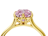 Yellow gold Fancy Pink Cushion  Solitaire Cathedral Diamond Ring with Six-Prong Setting_21