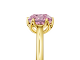 Yellow gold Fancy Pink Cushion  Solitaire Cathedral Diamond Ring with Six-Prong Setting_22