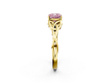 Yellow gold Fancy Pink Cushion  Solitaire Celtic Knot Engagement Ring with Four-Prong Setting_58