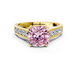 Yellow gold Fancy Pink Cushion  Solitaire Channel-Set Diamond Engagement Ring with Four-Prong Setting_31