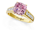 Yellow gold Fancy Pink Cushion  Solitaire Channel-Set Diamond Engagement Ring with Four-Prong Setting_32