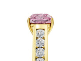 Yellow gold Fancy Pink Cushion  Solitaire Channel-Set Diamond Engagement Ring with Four-Prong Setting_36