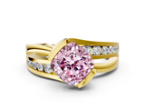 Yellow gold Fancy Pink Cushion  Solitaire Channel-Set Split Shank Ring with Tension Prong Setting_3