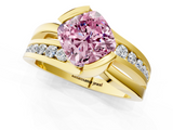 Yellow gold Fancy Pink Cushion  Solitaire Channel-Set Split Shank Ring with Tension Prong Setting_4