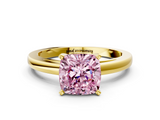 Yellow gold Fancy Pink Cushion  Solitaire Diamond Engagement Ring with Four-Prong Setting on a Classic Band_3