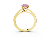 Yellow gold Fancy Pink Cushion  Solitaire Diamond Engagement Ring with Four-Prong Setting on a Classic Band_6