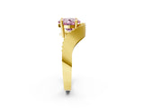 Yellow gold Fancy Pink Cushion  Solitaire Diamond Engagement Ring with Pave Band and Four-Prong Setting_28