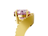 Yellow gold Fancy Pink Cushion  Solitaire Diamond Engagement Ring with Pave Band and Four-Prong Setting_31