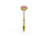 Yellow gold Fancy Pink Cushion  Solitaire Diamond Engagement Ring with Pave Band and Six-Prong Setting_22