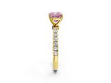 Yellow gold Fancy Pink Cushion  Solitaire Diamond Pavé Band with Four-Prong Setting_46