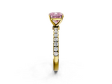 Yellow gold Fancy Pink Cushion  Solitaire Diamond Pavé Band with Four-Prong Setting_47