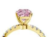 Yellow gold Fancy Pink Cushion  Solitaire Diamond Pavé Band with Four-Prong Setting_49