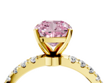 Yellow gold Fancy Pink Cushion  Solitaire Diamond Pavé Band with Four-Prong Setting_50