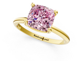 Yellow gold Fancy Pink Cushion  Solitaire Diamond Ring with 4-Prong Setting on a Classic Band_4