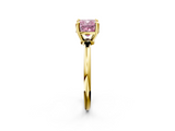 Yellow gold Fancy Pink Cushion  Solitaire Diamond Ring with 4-Prong Setting on a Classic Band_5