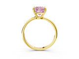 Yellow gold Fancy Pink Cushion  Solitaire Diamond Ring with 4-Prong Setting on a Classic Band_6