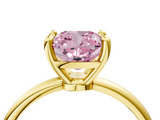 Yellow gold Fancy Pink Cushion  Solitaire Diamond Ring with 4-Prong Setting on a Classic Band_7