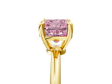 Yellow gold Fancy Pink Cushion  Solitaire Diamond Ring with 4-Prong Setting on a Classic Band_8