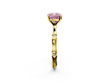 Yellow gold Fancy Pink Cushion  Solitaire Diamond Ring with Bamboo Band and Four-Prong Setting_54